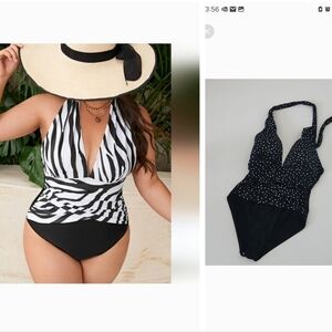 LA BLANCA | Polka dot swimsuit one piece black white sz 10